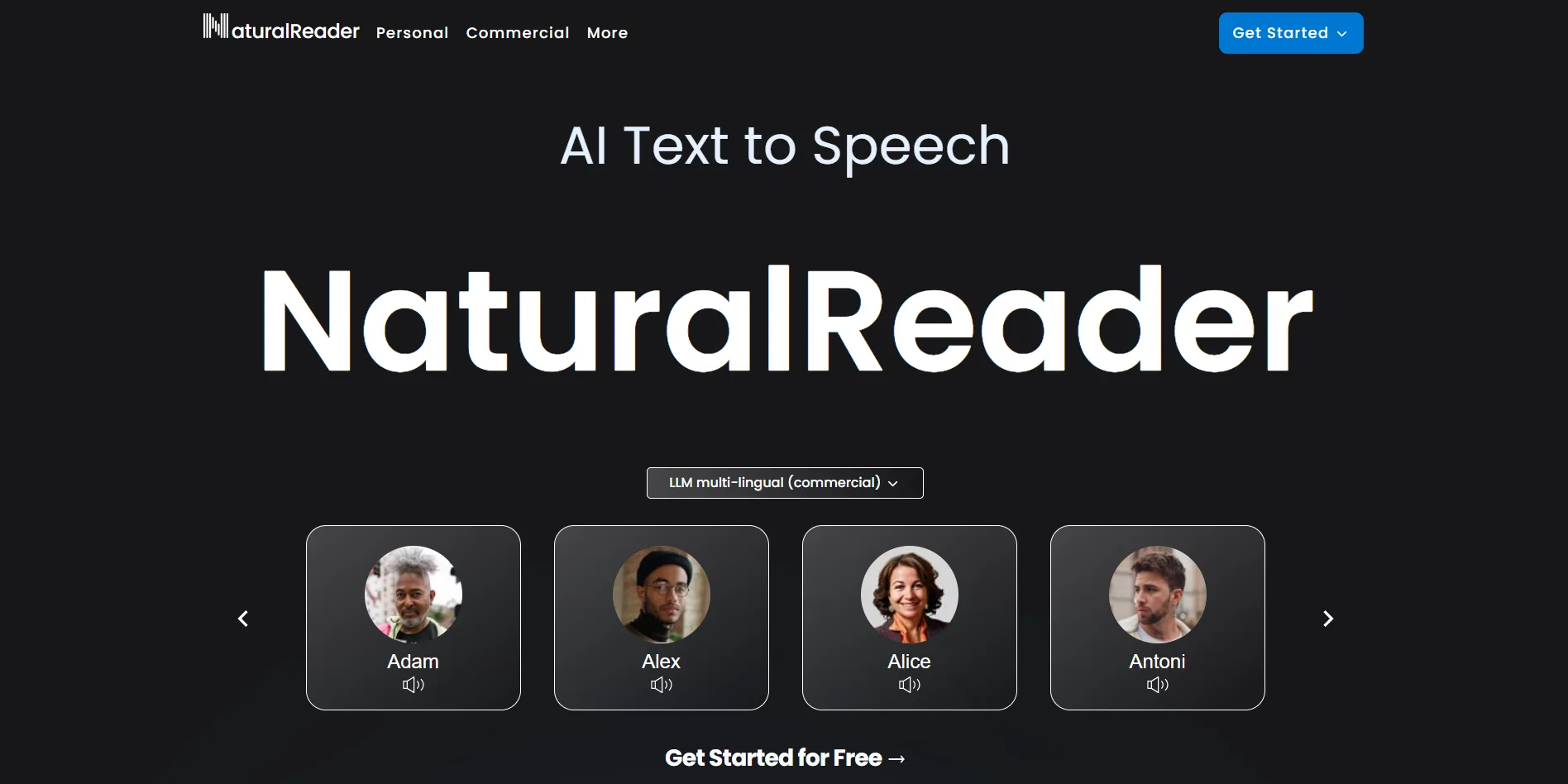 Screen shot of webpage of NaturalReader