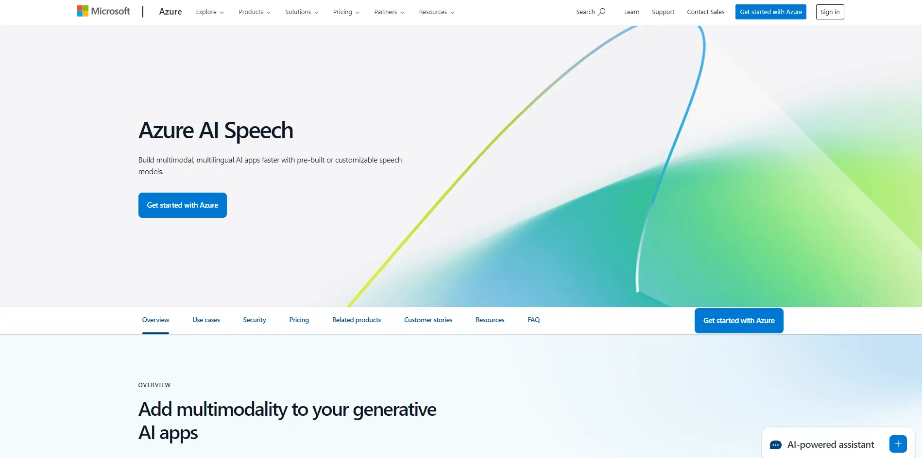 צילום מסך של microsoft azure ai speech