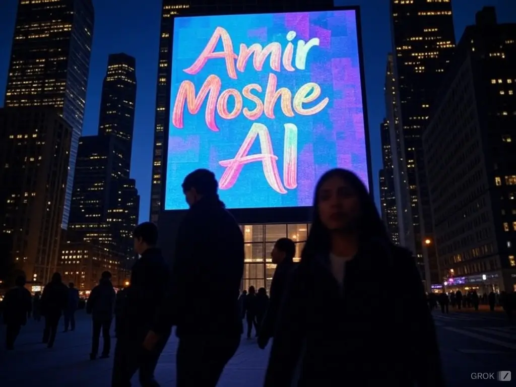 billboard ענק שכתוב עליו amir moshe AI