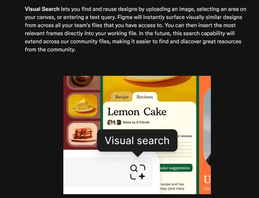 צילום מסך של פיצר Visual Search של Figma AI