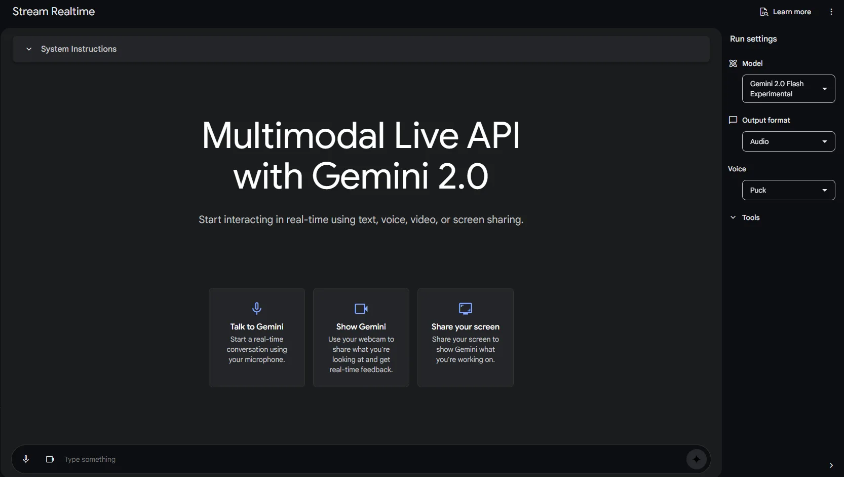 צילום מסך של multimodal Live API הפיצ'ר החדש של gemini
