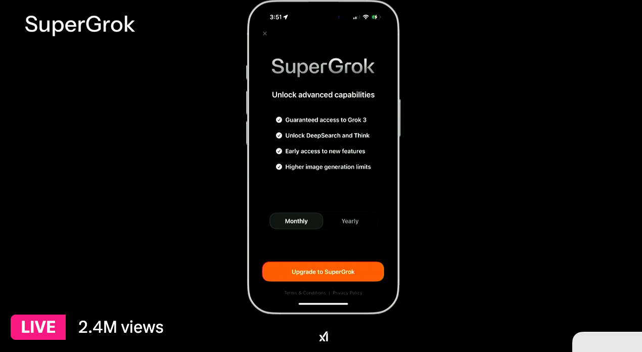 צילום מסך של Super Grok