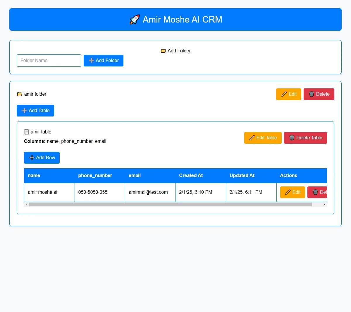 צילום מסך של מערכת crm שנוצרה על ידי o-3 mini