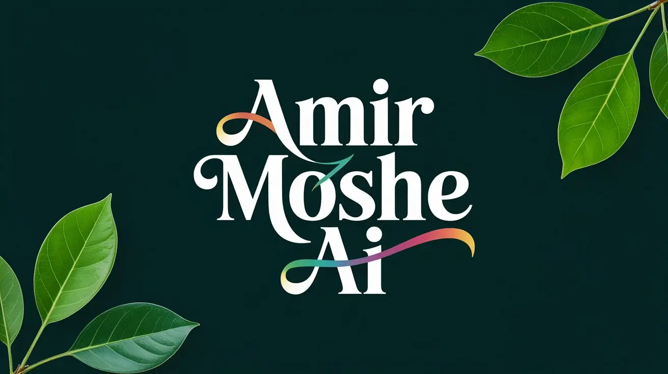 amir moshe ai כיתוב וברקע עלים נוצר על ידי בינה מלאכותית