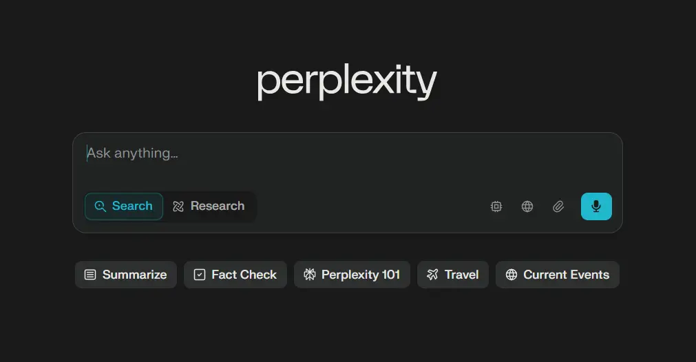 ממשק משתמש perplexity