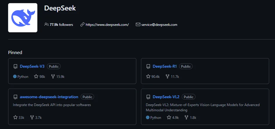 Deepseek בgithub