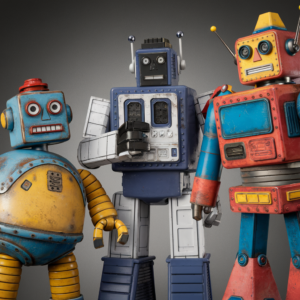 שלושה רובוטים אחד ליד השני