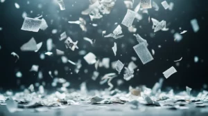 חתיכות נייר עפות באוויר ונקרעות לחתיכות