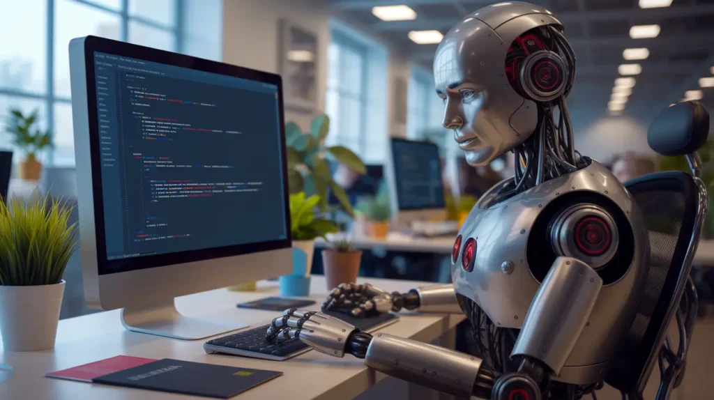רובוט מתכנת כותב קוד לאתר