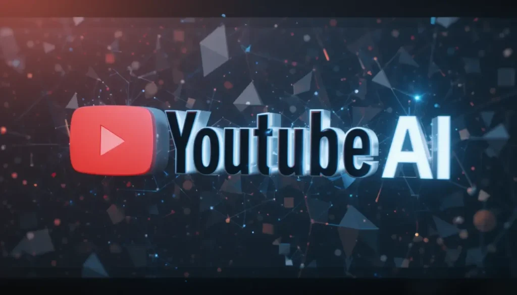 רקע של Particles וכתוב Youtube AI ואייקון של יוטיוב