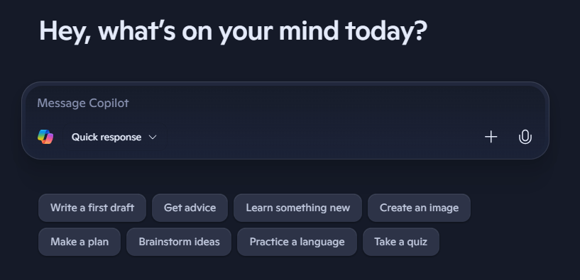 ממשק משתמש Copilot