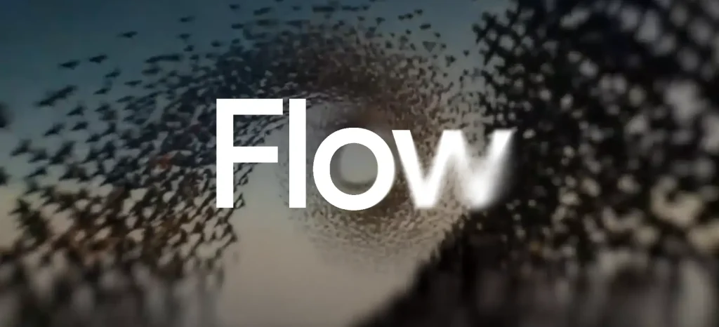 טקסט FLOW במרכז התמונה