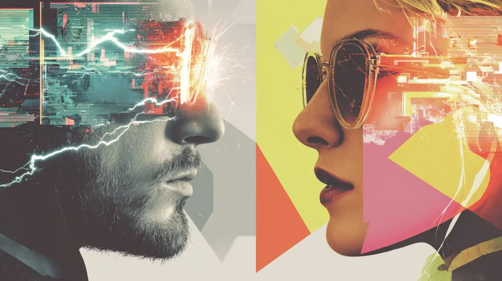שני אנשים עתידיים מסתכלים אחד על השני