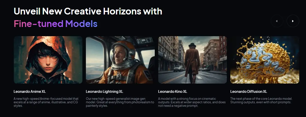 מגוון מודלים שונים לשימוש בLeonardo