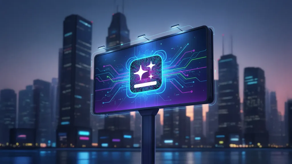 שלט חוצות עם לוגו Genspark