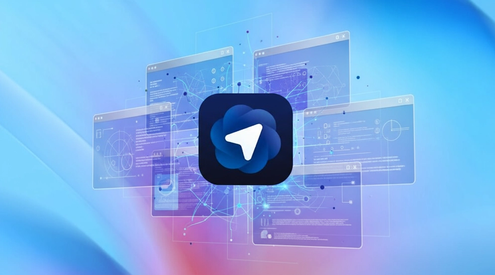 לוגו אטלס על רקע של דפדפני אינטרנט