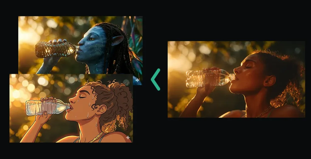 דוגמאות לעריכות שנוצרו במודל ננו בננה 2. החלפת סגנון עיצובי