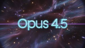 רקע של חלל שמברכזו כתוב Opus 4.5