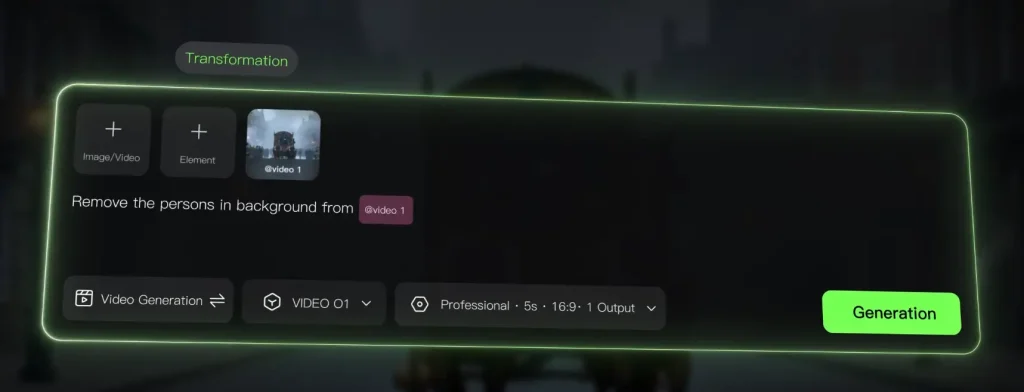 ממשק משתמש Kling O1