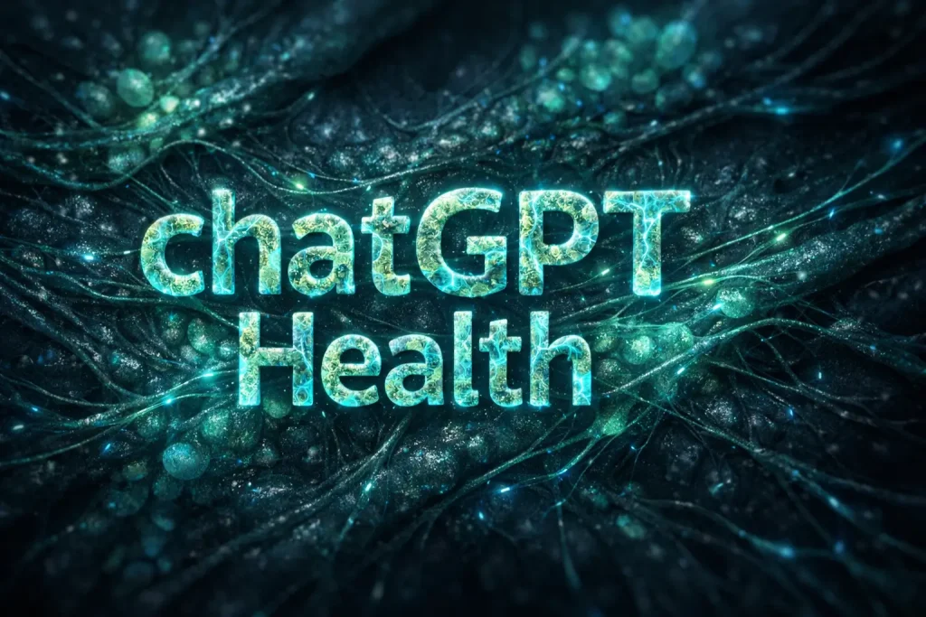 טקסט במרכז המסך שכתוב בטקסט ChatGPT Health