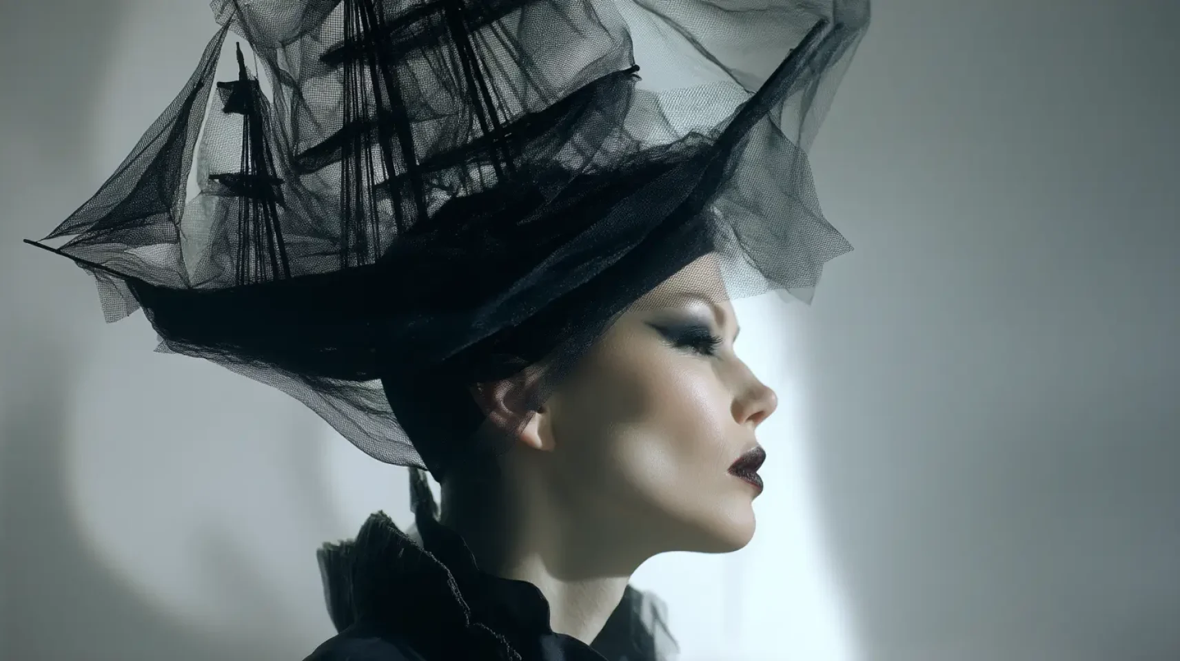 אישה עם כובע ספינה על ראשה